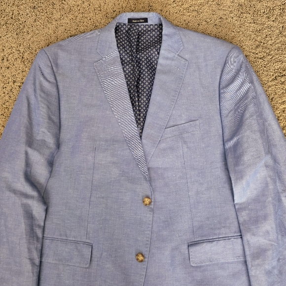 Allen Flusser Light Blue 2 Button Blazer - Picture 3 of 12